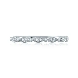 Marquise and Round Shape Diamond Stackable Half Circle Band