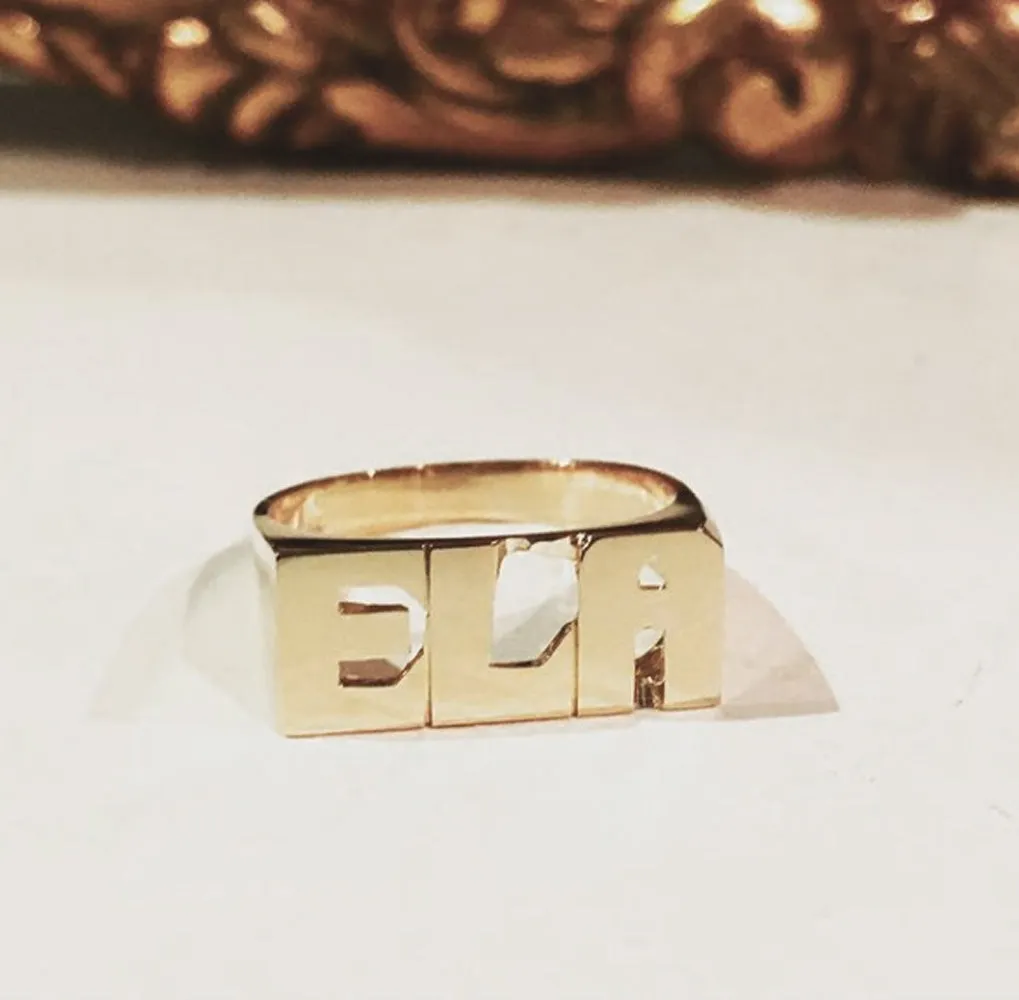 Medium Block Name Ring