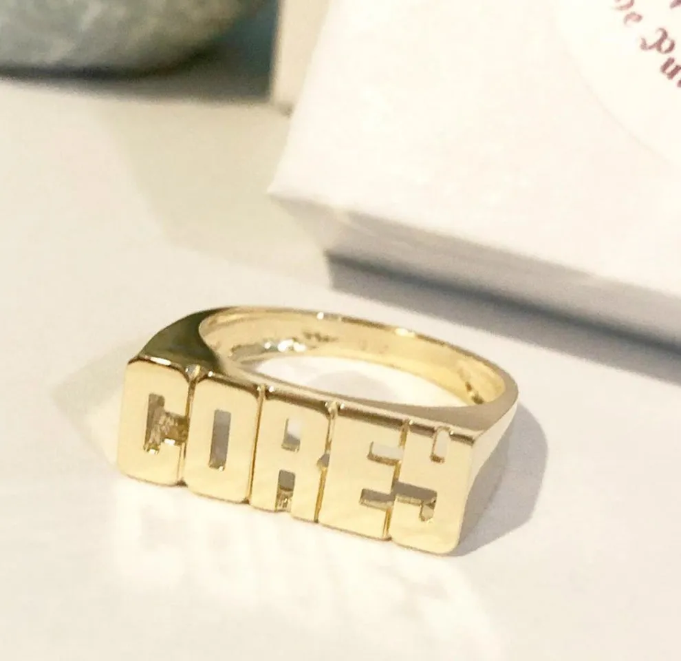Medium Block Name Ring
