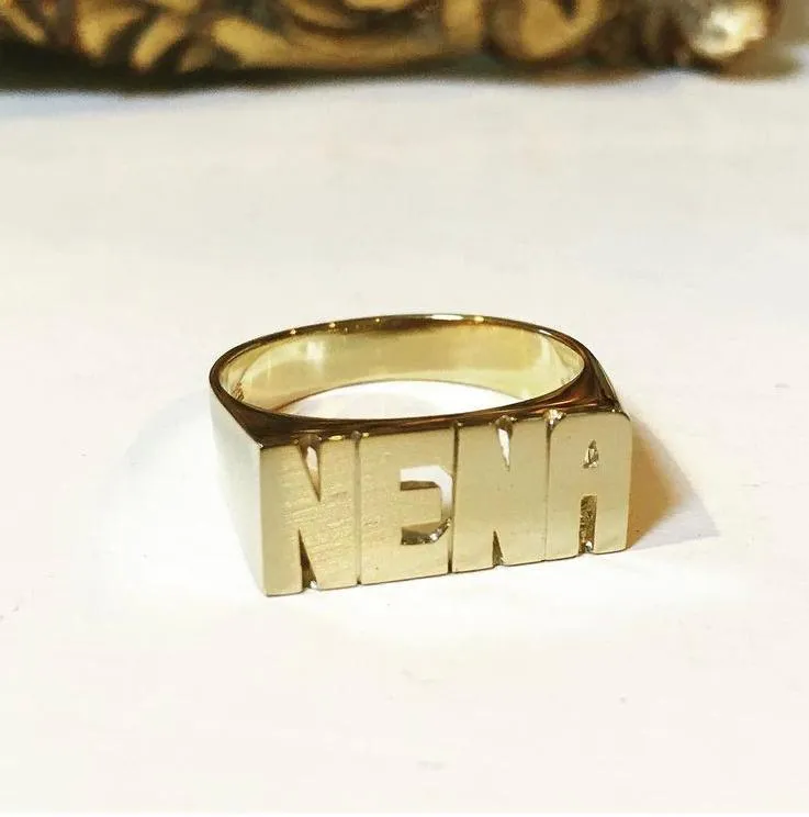 Medium Block Name Ring