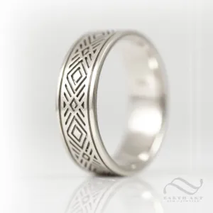 Mens 8mm Wide Art Deco Inspired Band