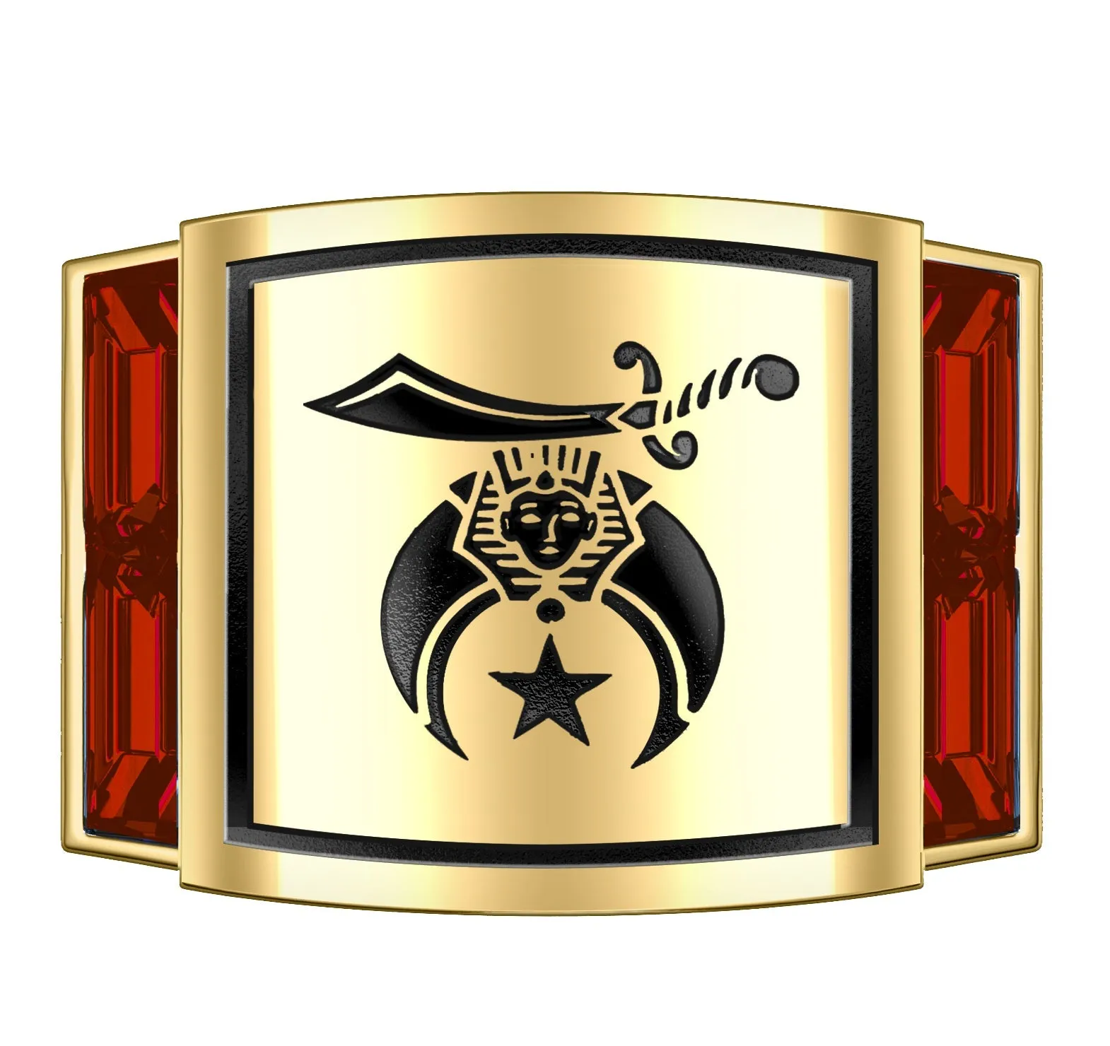 Men's Heavy Solid 10K or 14K Yellow Gold or White Gold Freemason Shriner Ring Band