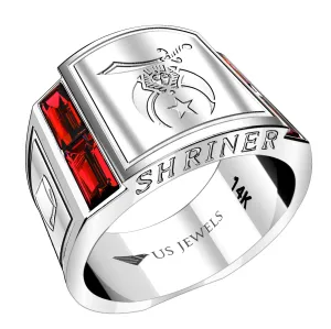 Men's Heavy Solid 10K or 14K Yellow Gold or White Gold Freemason Shriner Ring Band