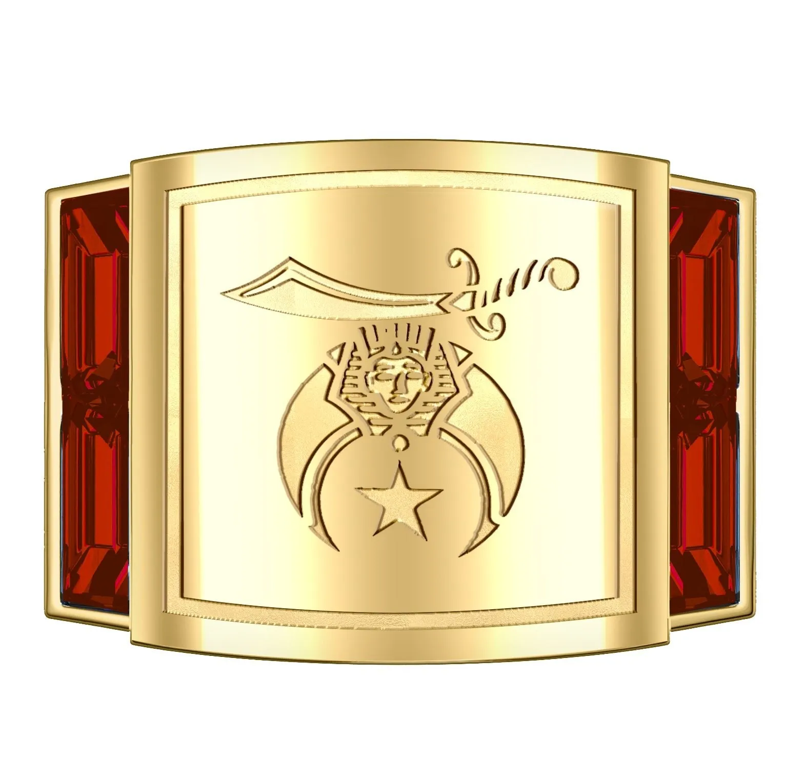 Men's Heavy Solid 10K or 14K Yellow Gold or White Gold Freemason Shriner Ring Band