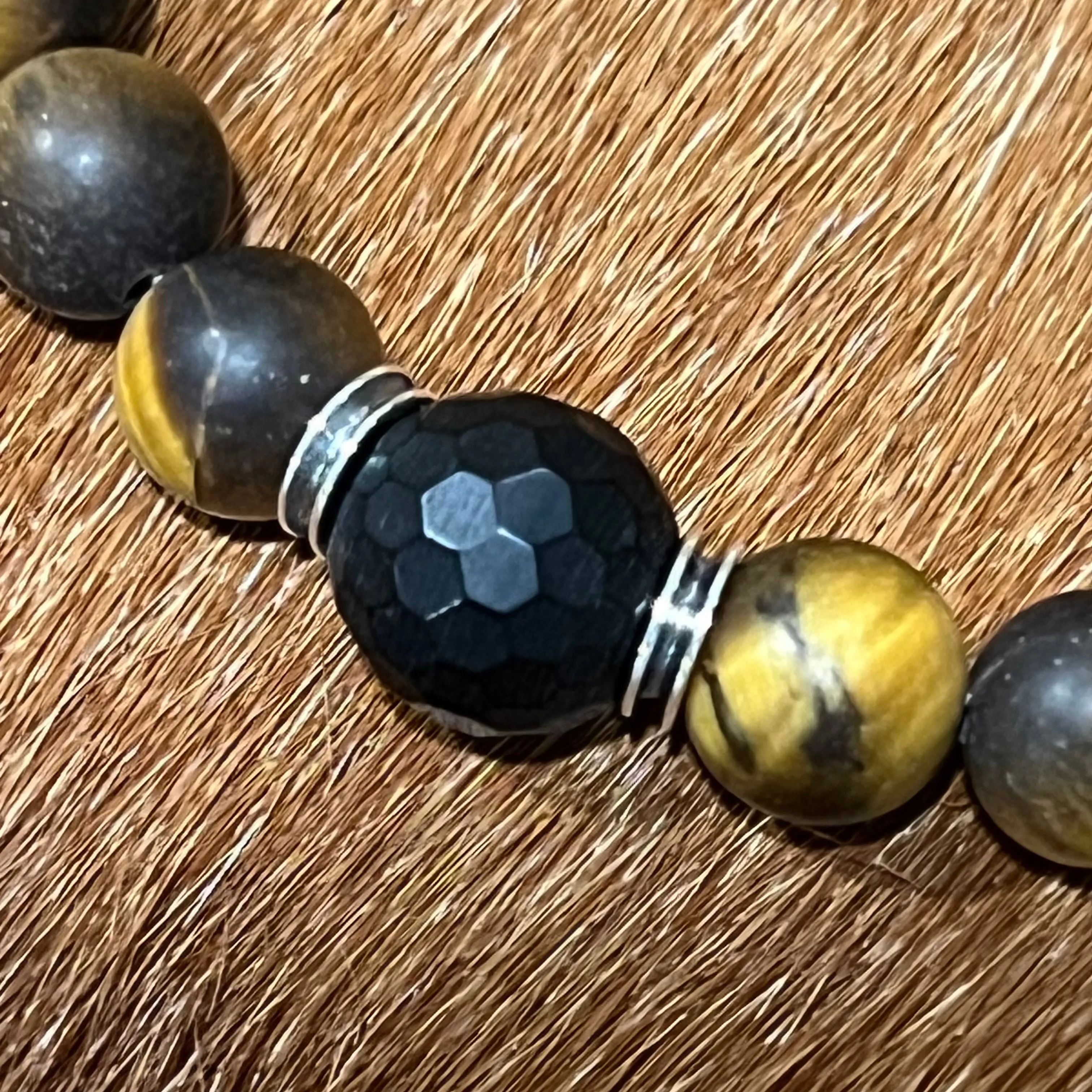 Men’s Sterling Tiger Eye Black Onyx Bracelet