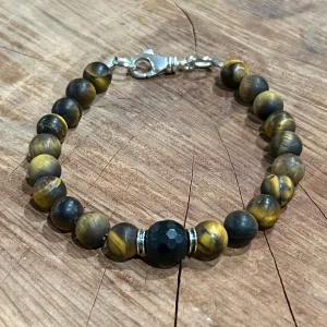 Men’s Sterling Tiger Eye Black Onyx Bracelet