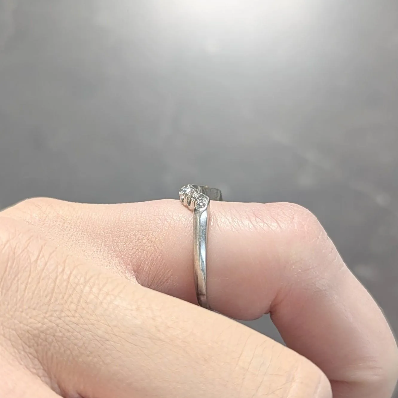 Mid-Century Diamond Platinum Vintage Contour Wedding Band Ring