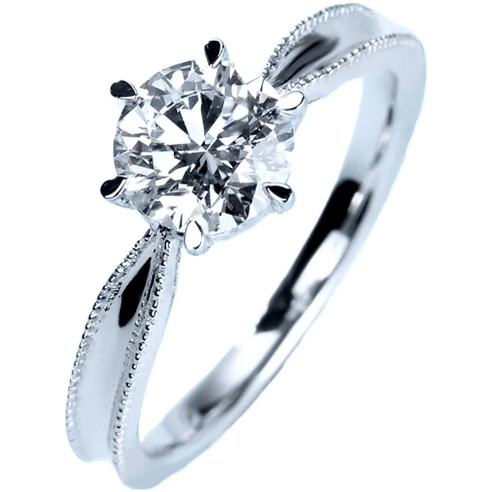 Milgrain Edge Round Cut Lab-Grown Diamond Engagement Ring