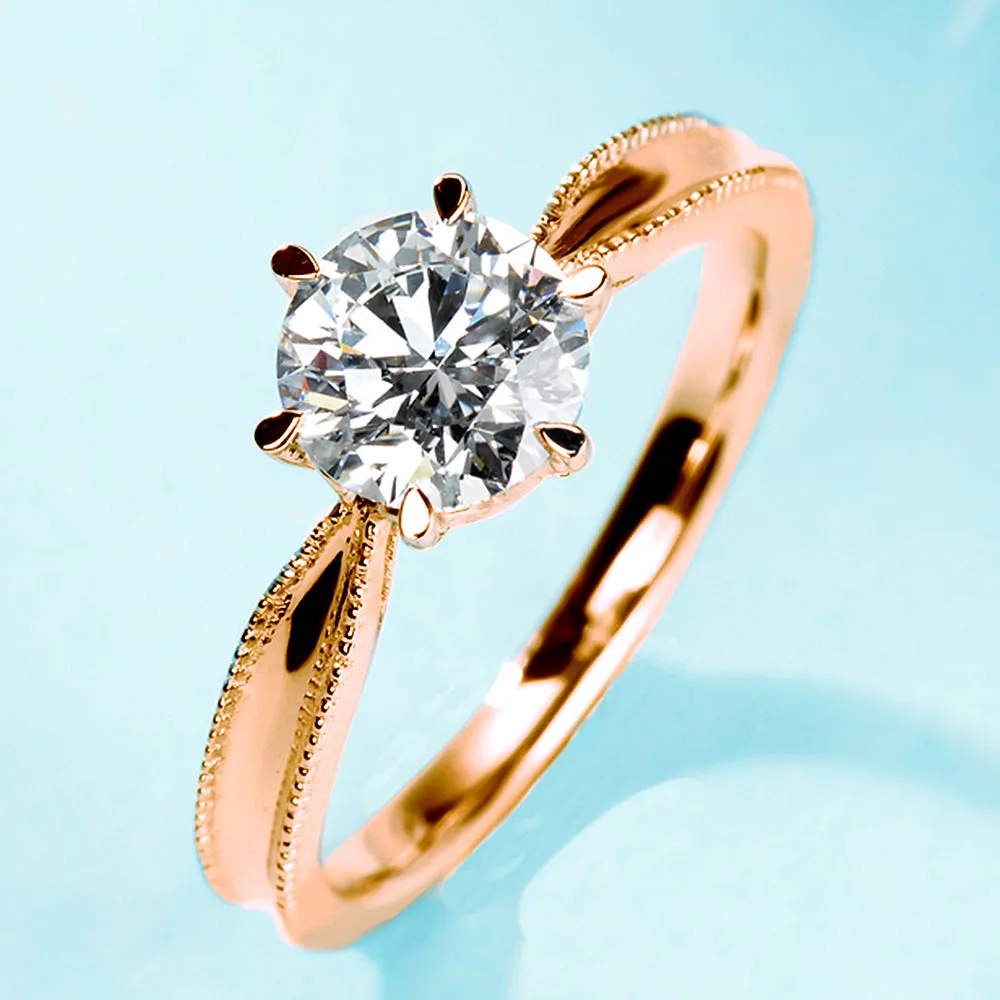 Milgrain Edge Round Cut Lab-Grown Diamond Engagement Ring