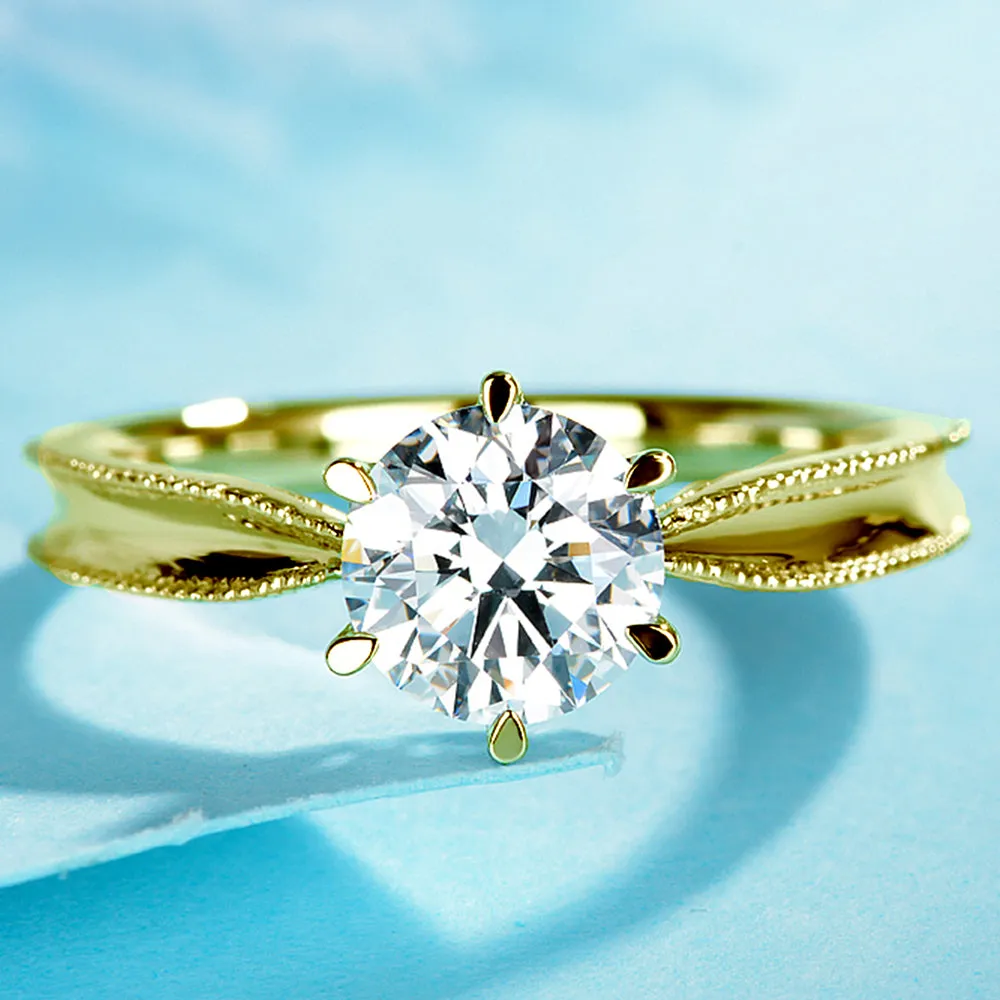 Milgrain Edge Round Cut Lab-Grown Diamond Engagement Ring