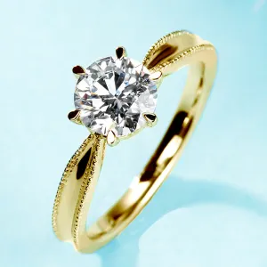 Milgrain Edge Round Cut Lab-Grown Diamond Engagement Ring