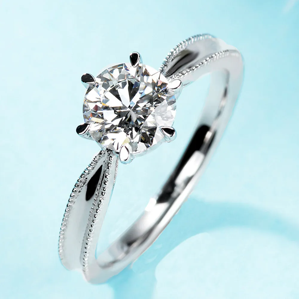 Milgrain Edge Round Cut Lab-Grown Diamond Engagement Ring