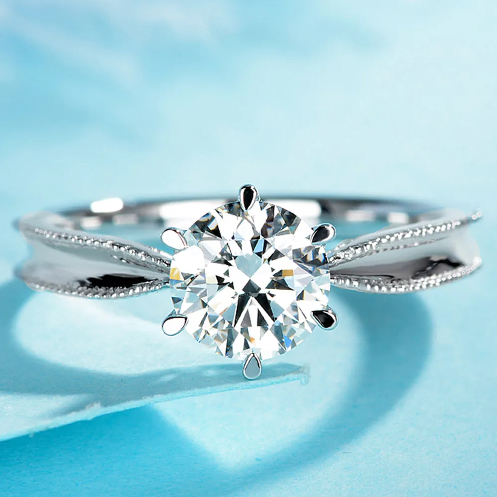Milgrain Edge Round Cut Lab-Grown Diamond Engagement Ring