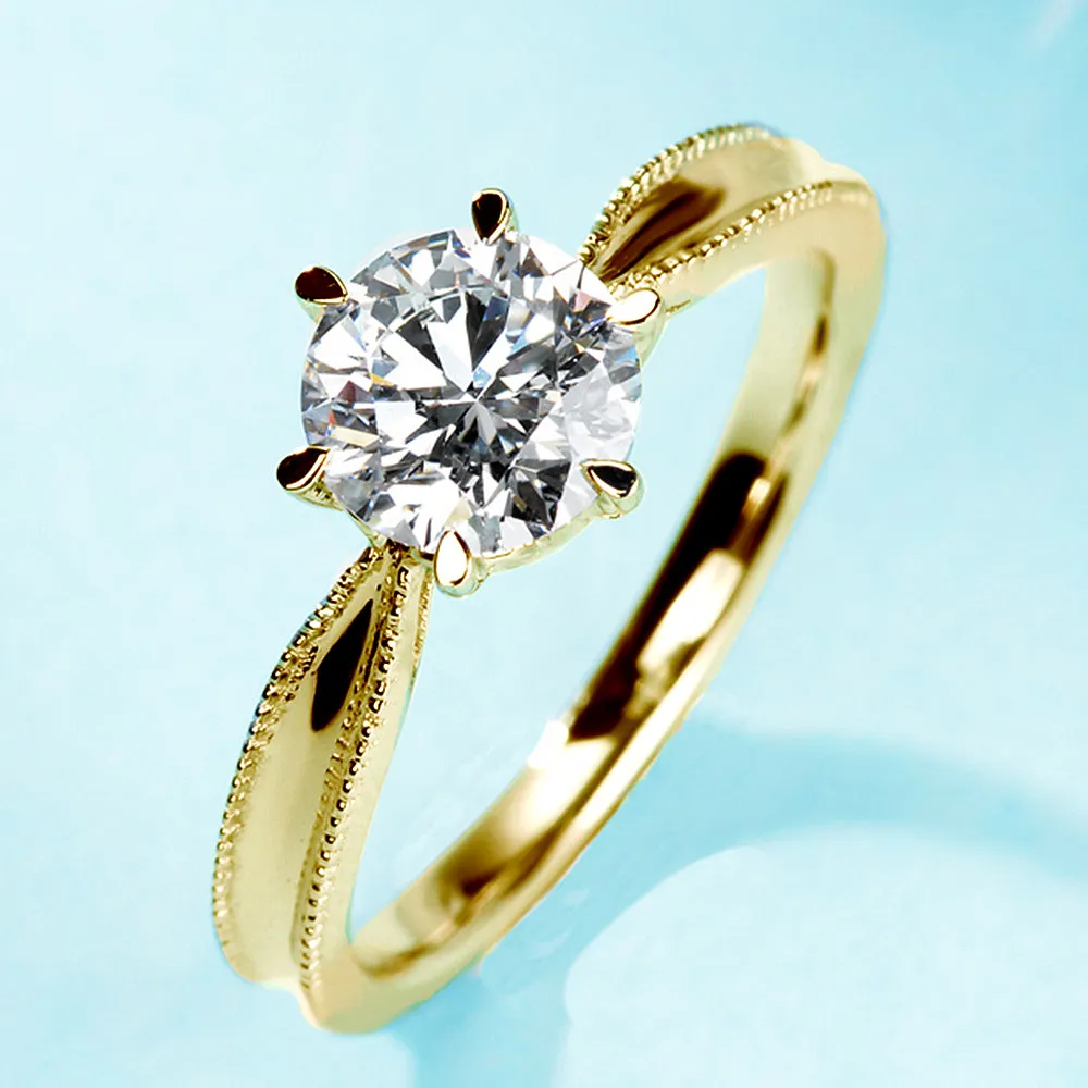 Milgrain Edge Round Cut Lab-Grown Diamond Engagement Ring