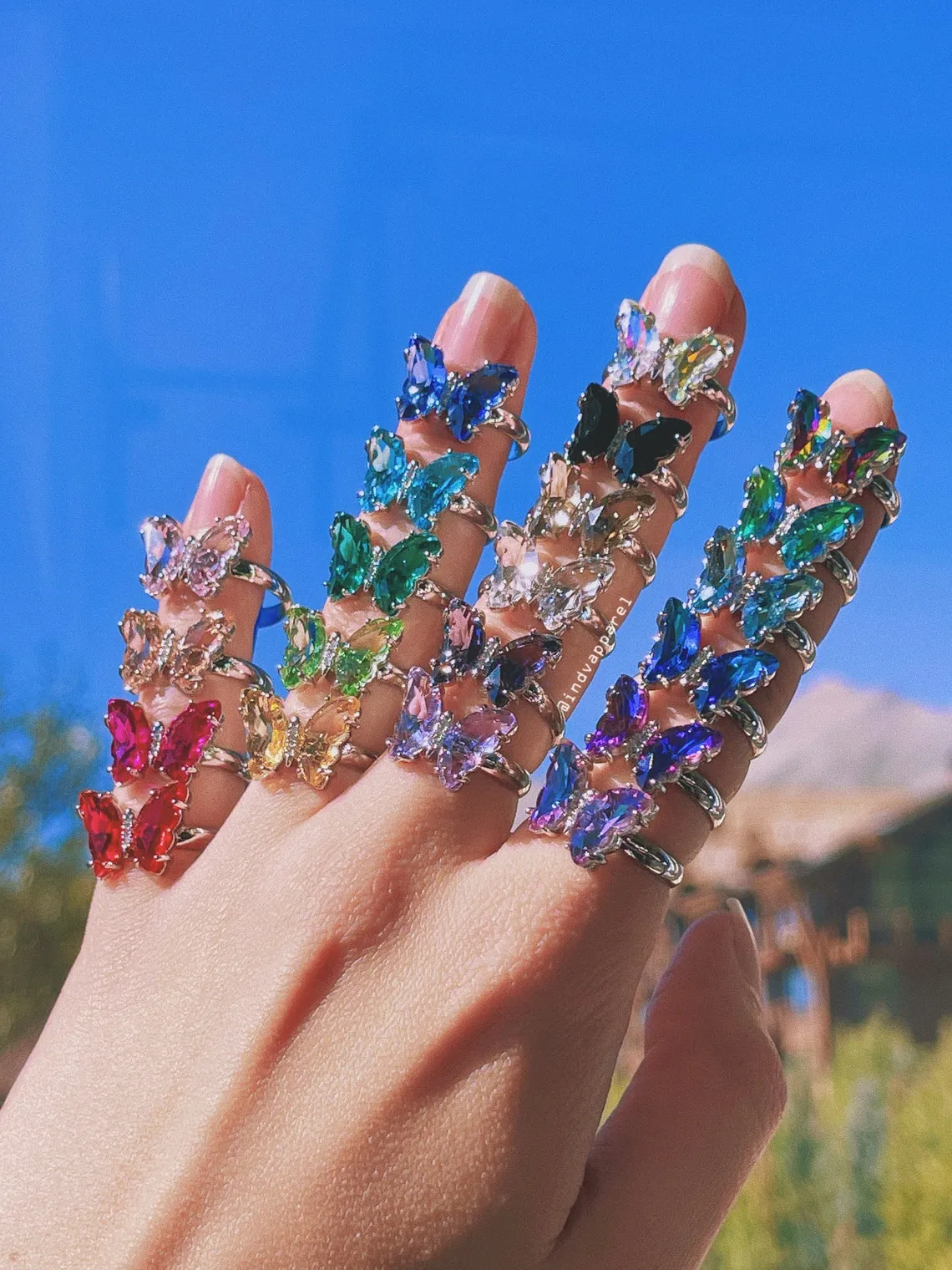 Mini Mini Crystal Glass Butterfly Ring