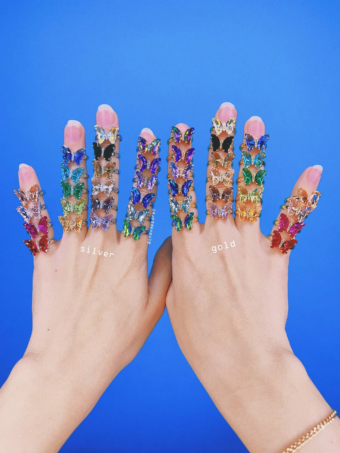 Mini Mini Crystal Glass Butterfly Ring