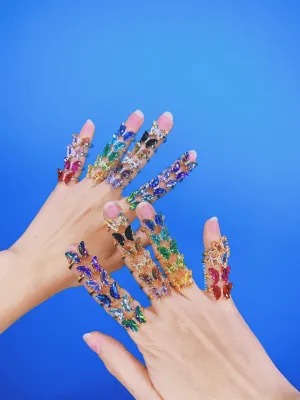 Mini Mini Crystal Glass Butterfly Ring