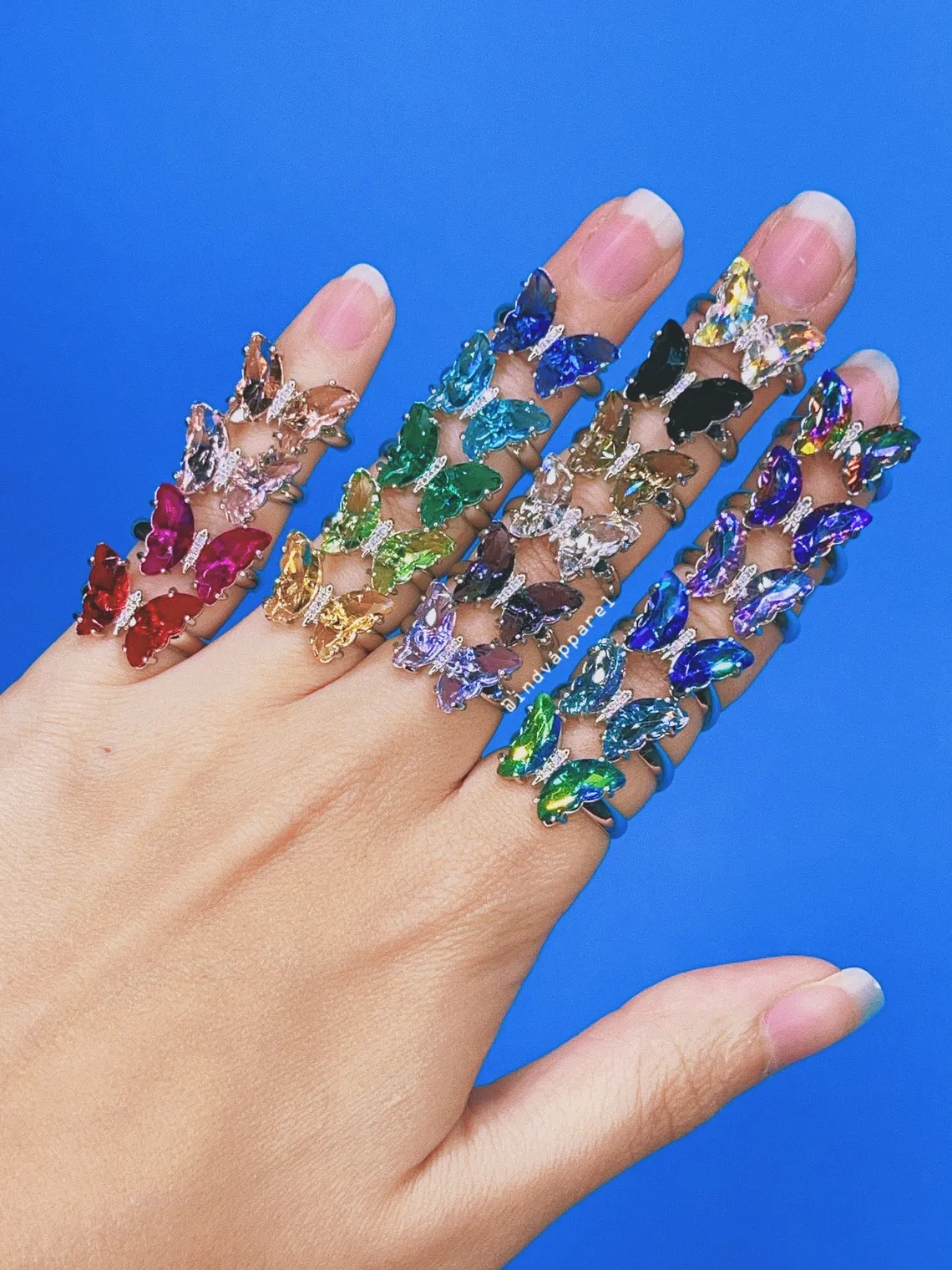 Mini Mini Crystal Glass Butterfly Ring