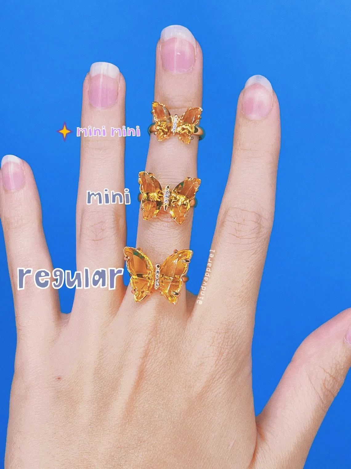 Mini Mini Crystal Glass Butterfly Ring