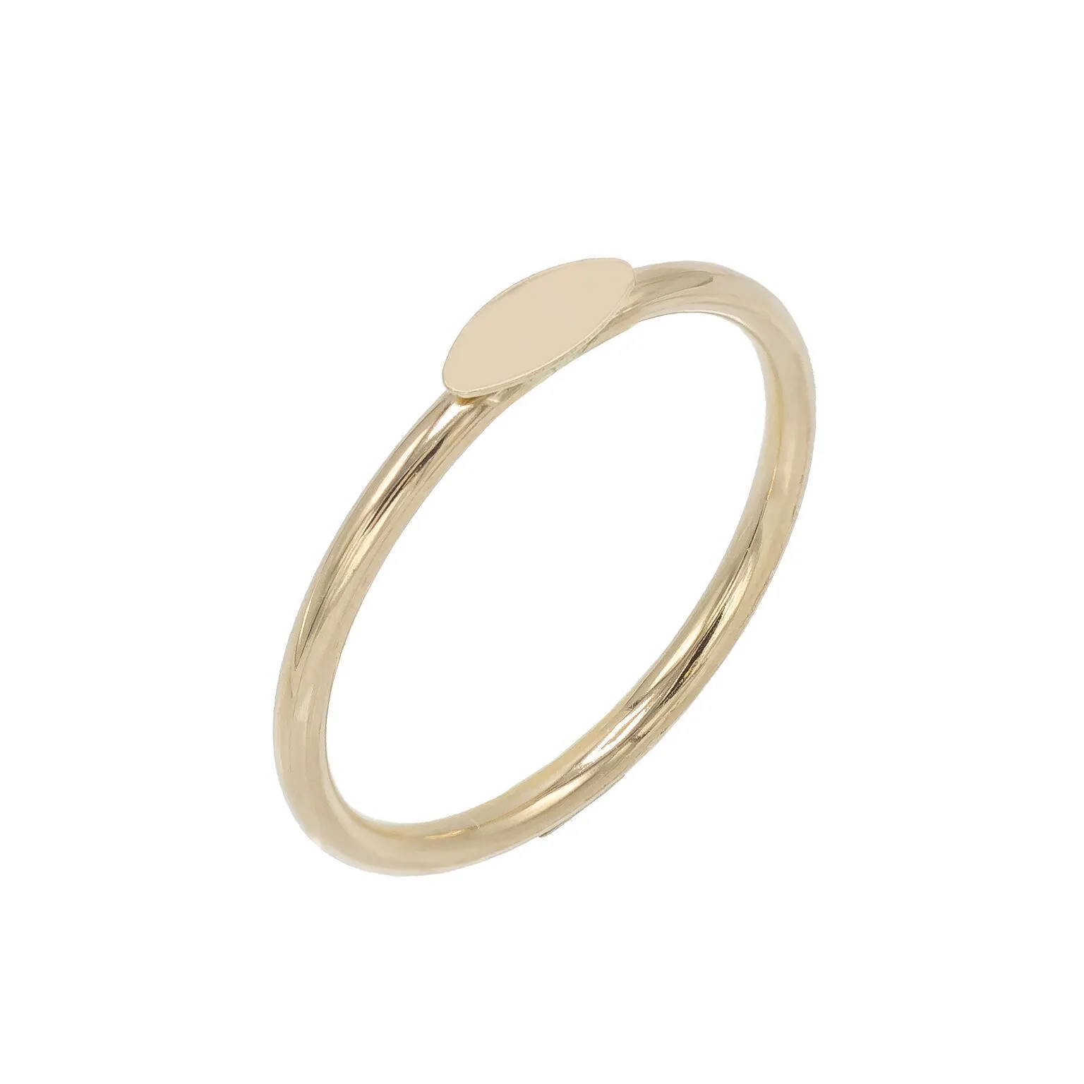 Mini Oval Disc Ring 14K