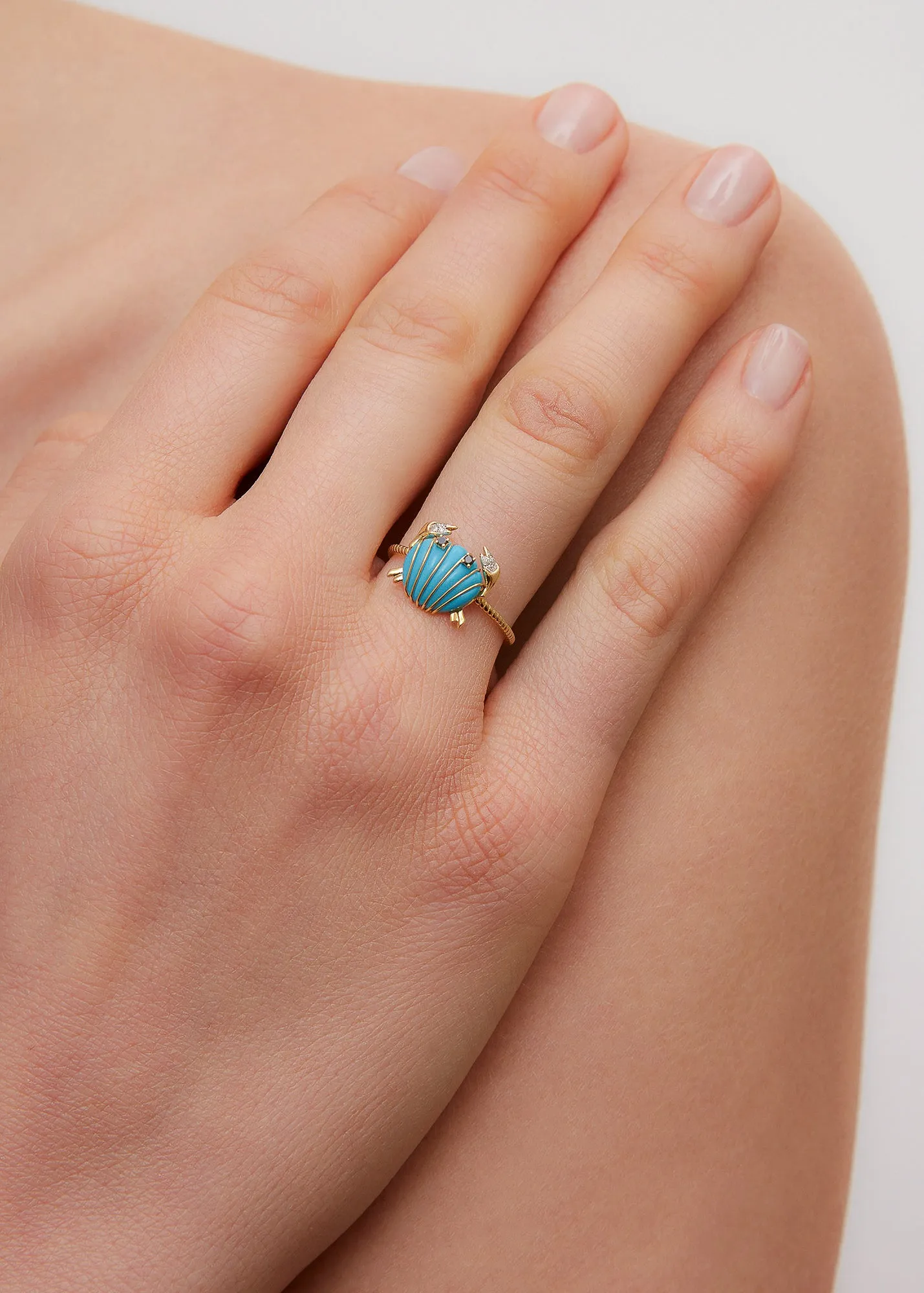 Mini Turquoise Crab and Coquillage Ring