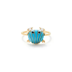 Mini Turquoise Crab and Coquillage Ring