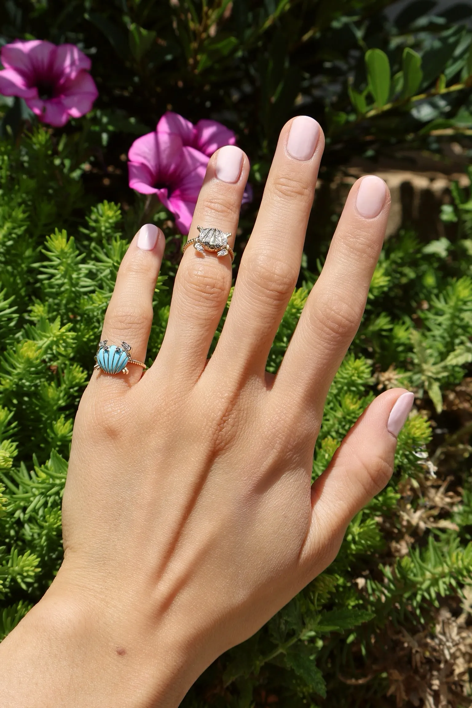 Mini Turquoise Crab and Coquillage Ring