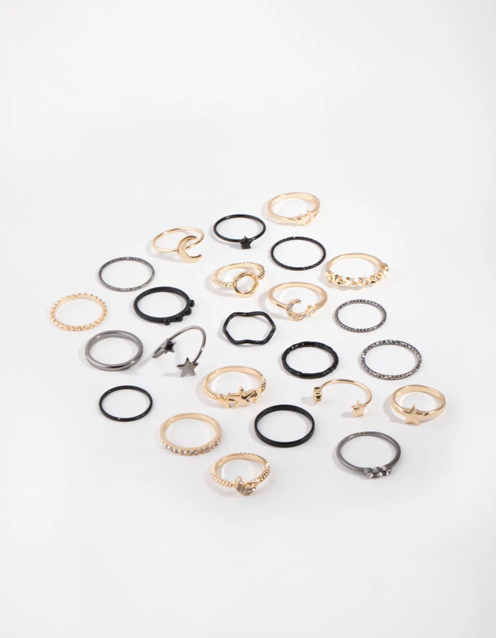 Mixed Metal Celestial Rings 24-Pack