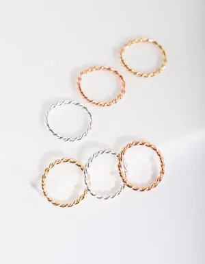 Mixed Metal Twisted Faux Body Rings