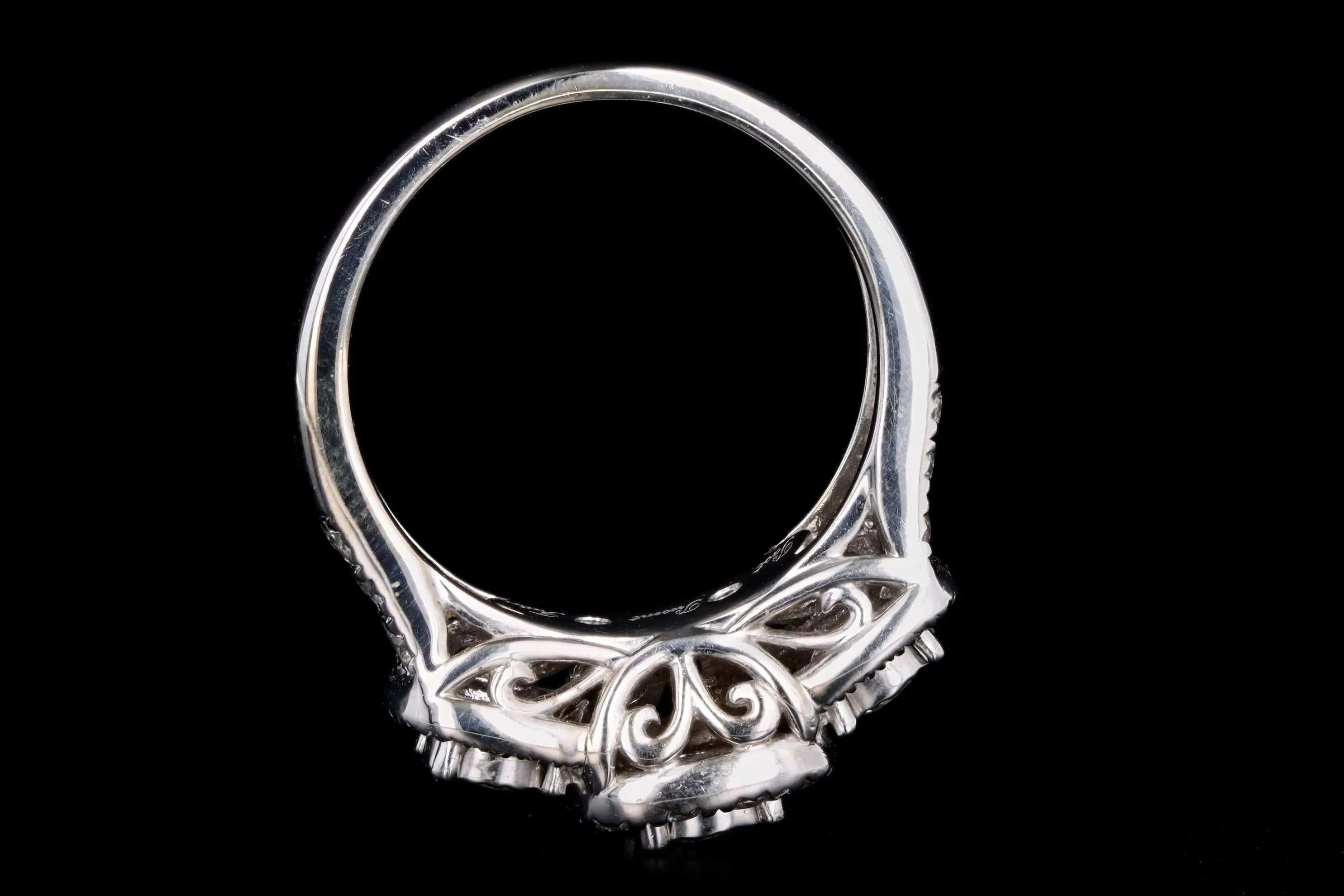 Modern 14K White Gold 1 Carat Total Weight Diamond Past Present Future Three Stone Engagement Ring
