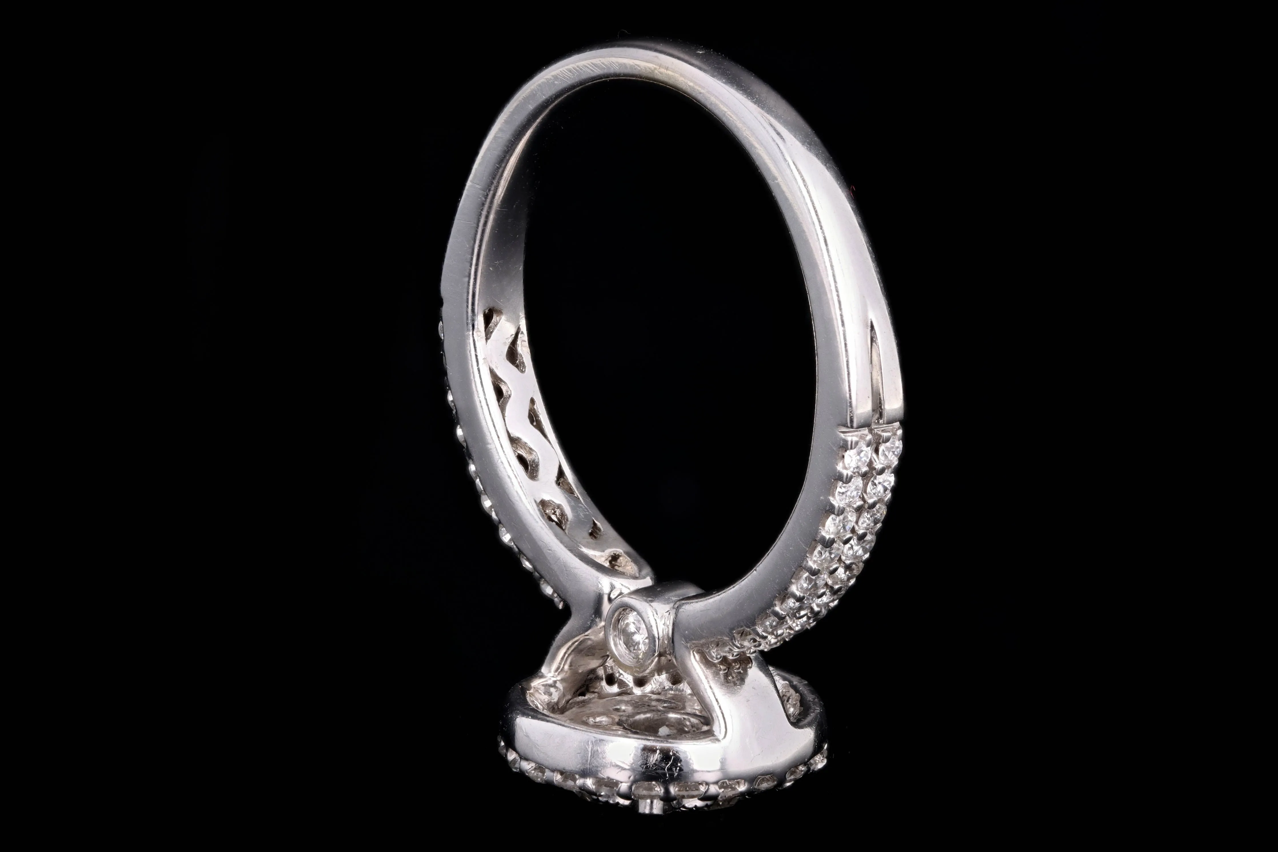 Modern 14K White Gold .25 Carat Round Brilliant Cut Diamond Halo Engagement Ring