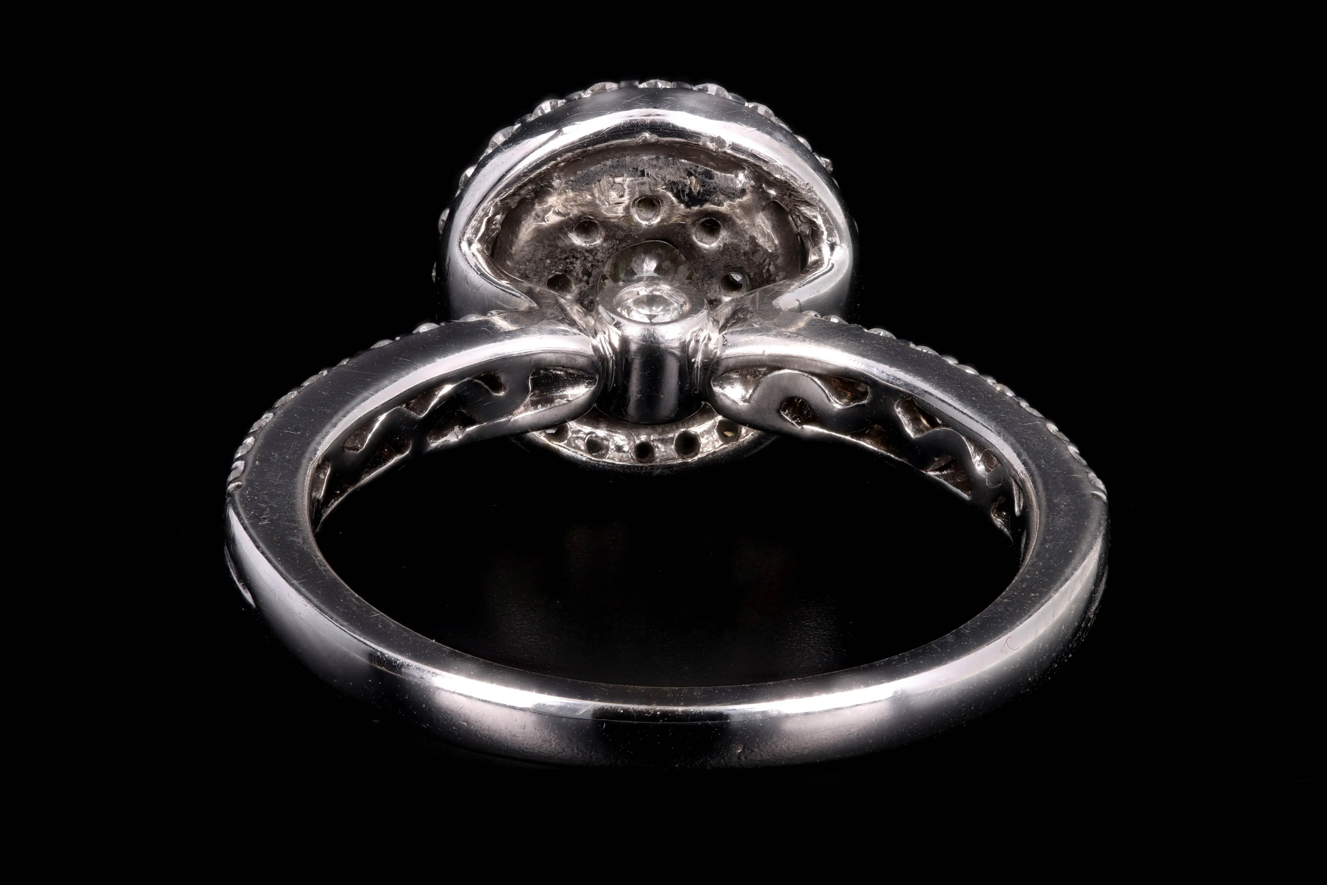 Modern 14K White Gold .25 Carat Round Brilliant Cut Diamond Halo Engagement Ring