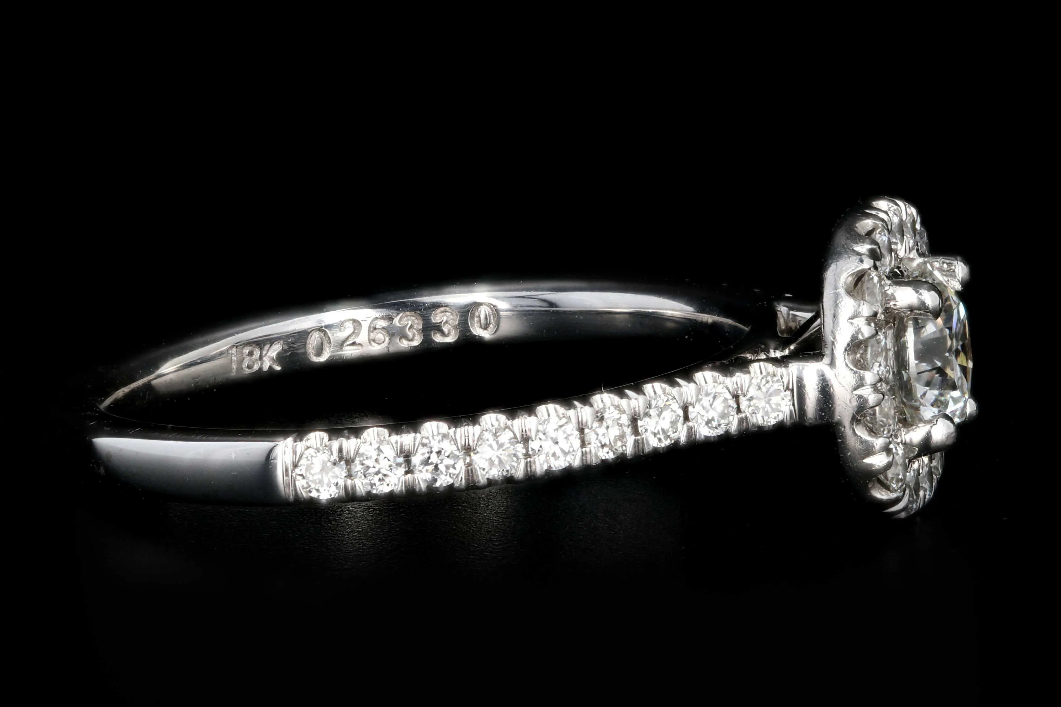 Modern 18K White Gold .40 Carat Round Brilliant Cut Diamond Halo Engagement Ring