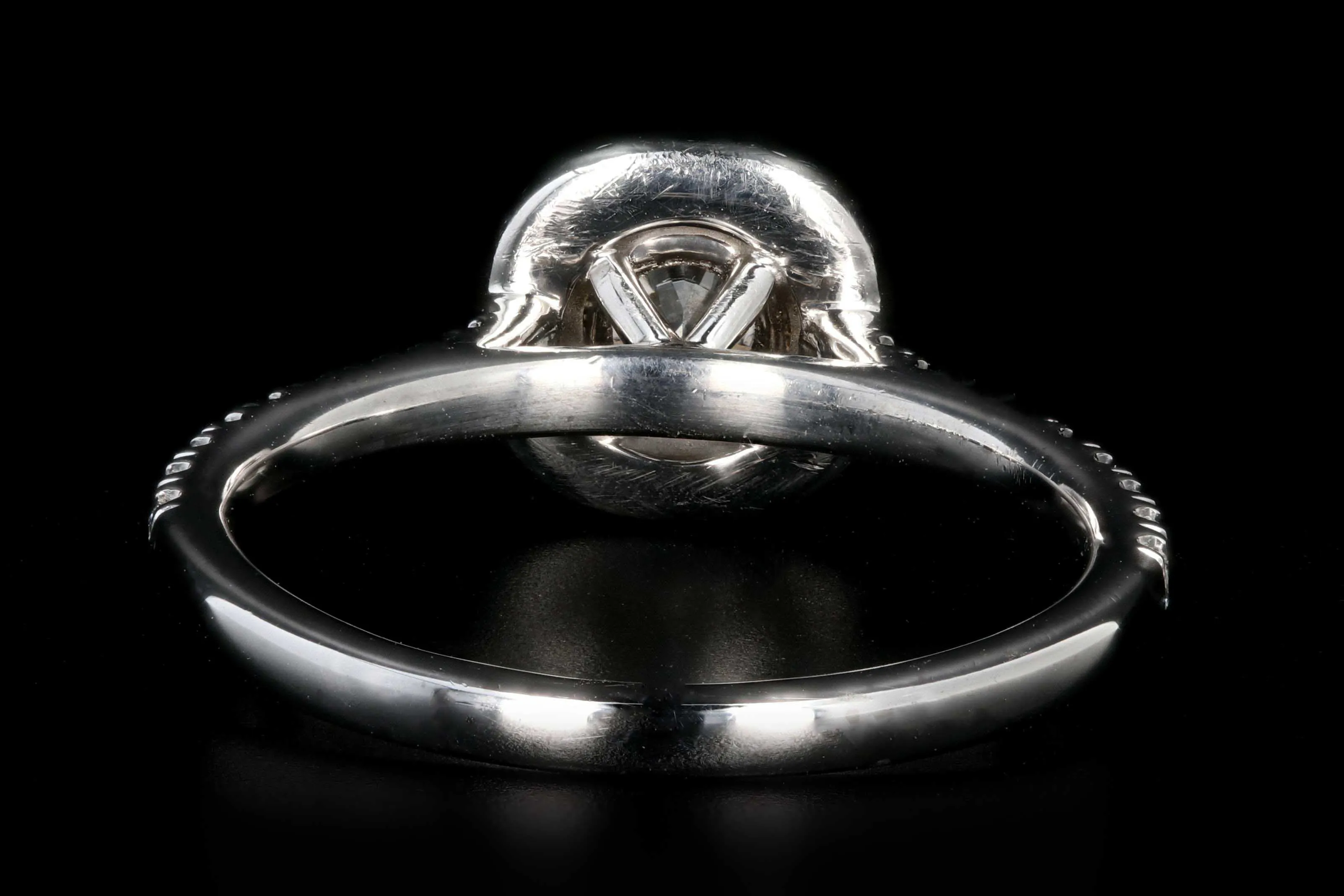 Modern 18K White Gold .40 Carat Round Brilliant Cut Diamond Halo Engagement Ring