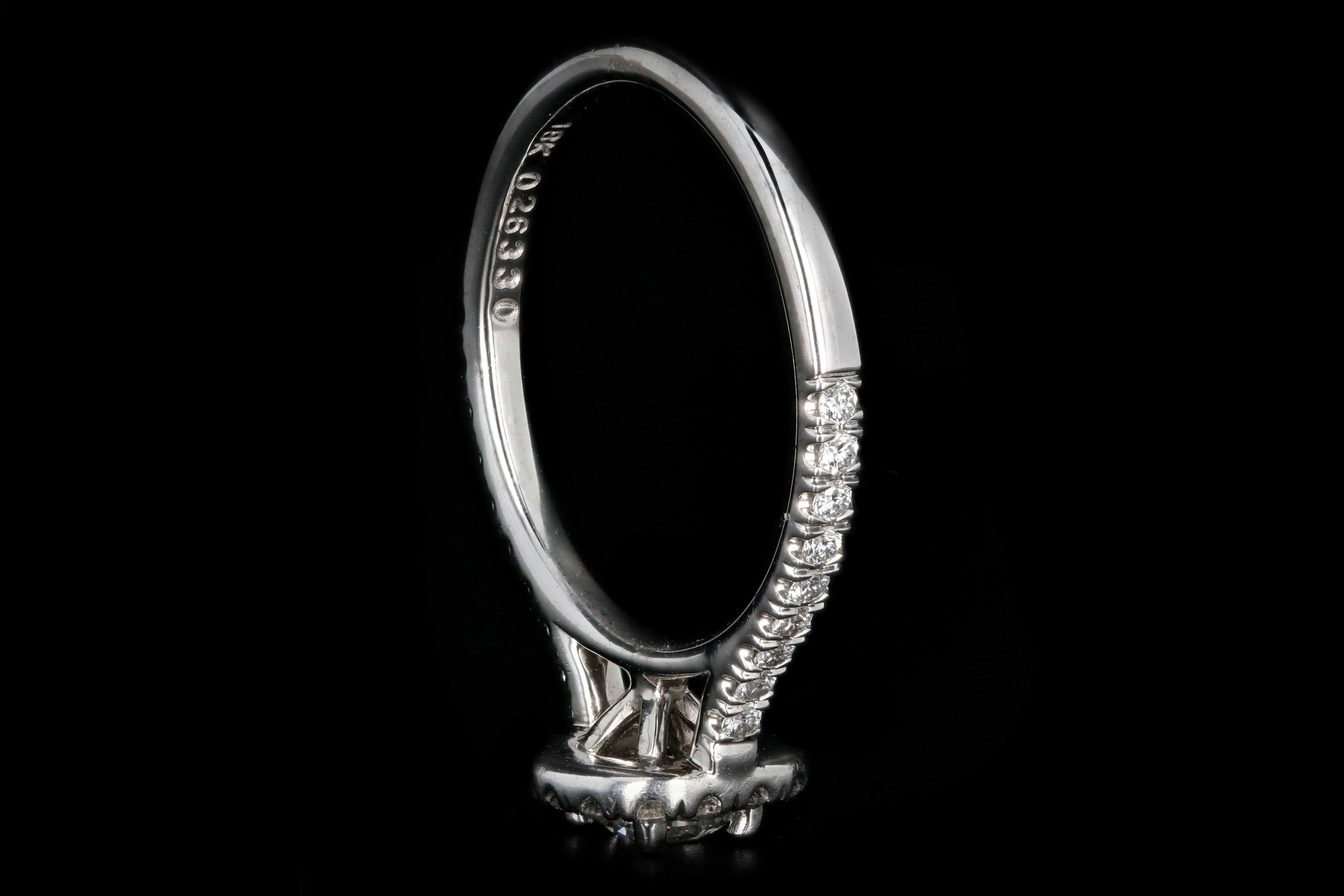Modern 18K White Gold .40 Carat Round Brilliant Cut Diamond Halo Engagement Ring