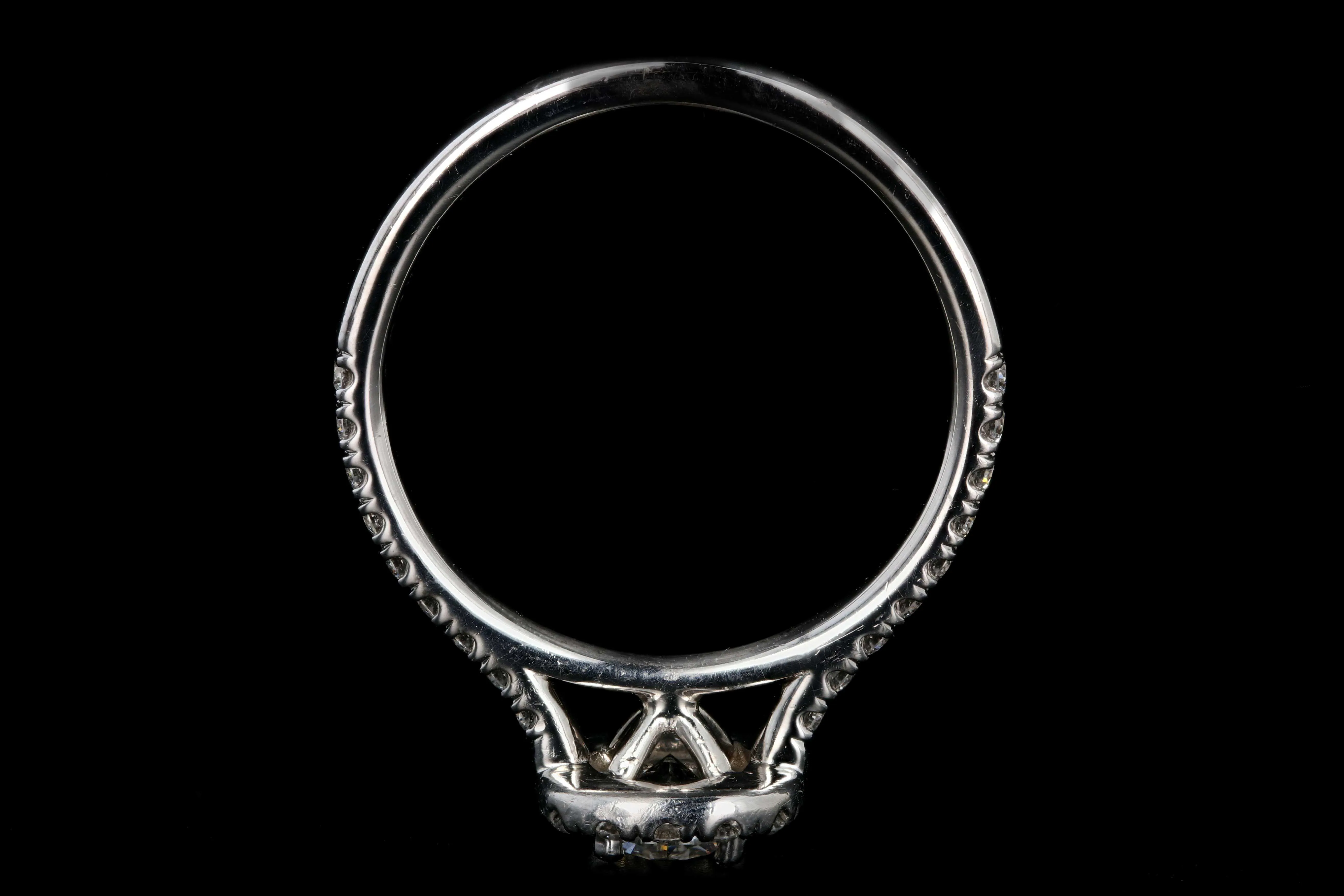 Modern 18K White Gold .40 Carat Round Brilliant Cut Diamond Halo Engagement Ring
