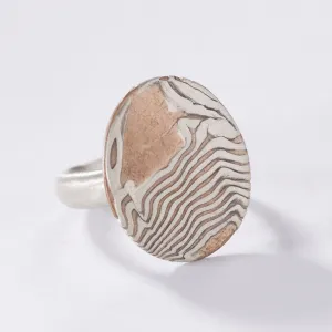 Mokume Signet Ring in Copper and Silver
