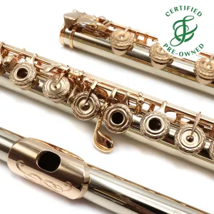 Nagahara #173 - 14K white gold, offset G, split E mechanism, B footjoint, engraved lip plate and keys