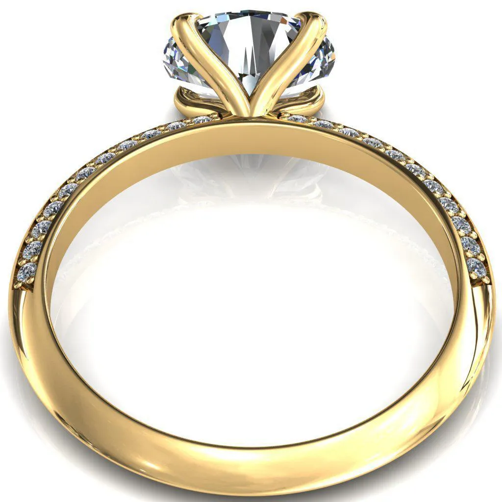 Nancy Oval Center Stone East-West 4 Prong 1/2 Eternity Diamond Knife Shank Accent Engagement Ring