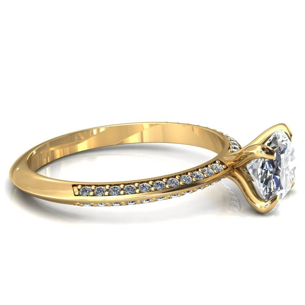 Nancy Oval Center Stone East-West 4 Prong 1/2 Eternity Diamond Knife Shank Accent Engagement Ring