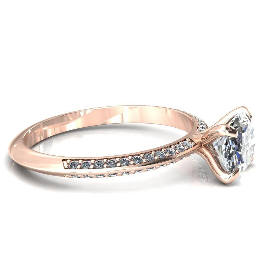 Nancy Oval Center Stone East-West 4 Prong 1/2 Eternity Diamond Knife Shank Accent Engagement Ring