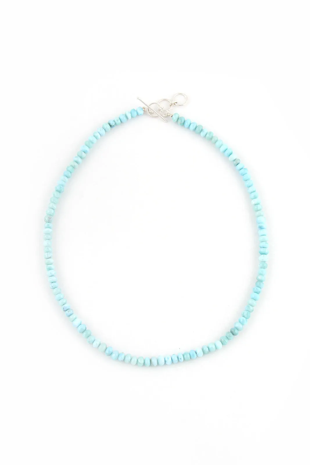 Natural Larimar Rondelle Bead Necklace