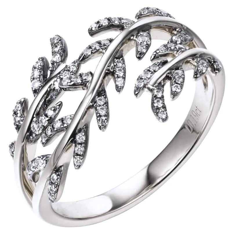 Nature Inspired Leaf Branch Ring in Two Tong Gold