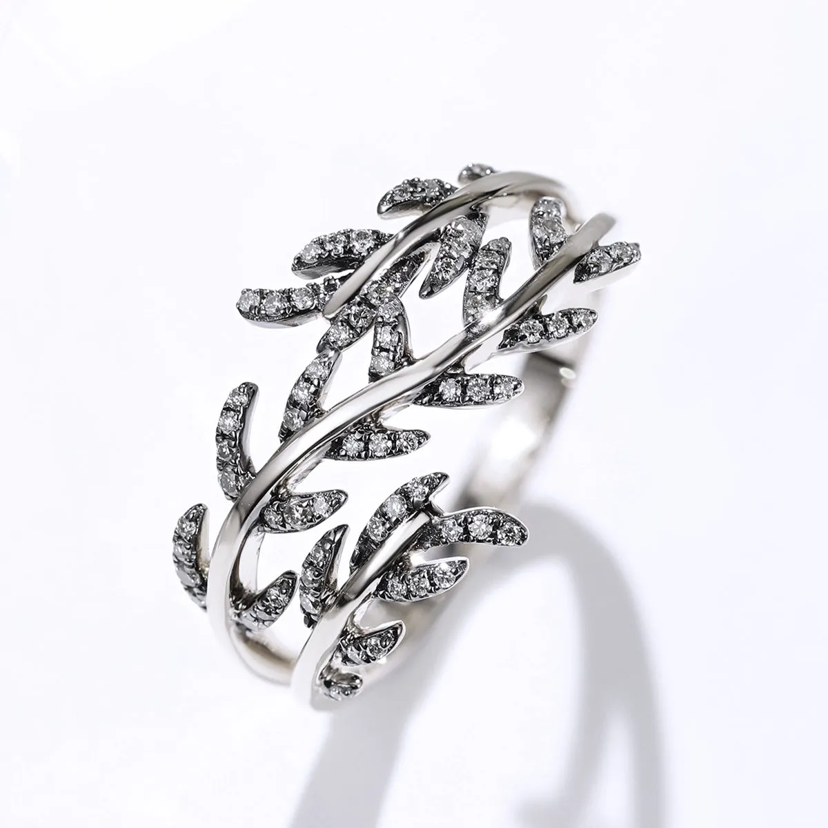 Nature Inspired Leaf Branch Ring in Two Tong Gold