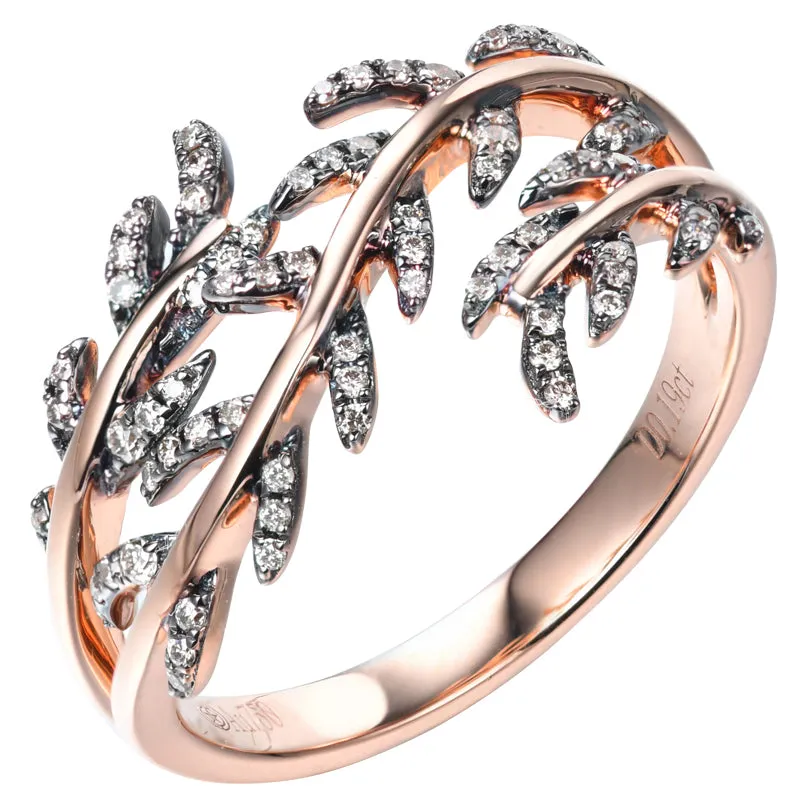 Nature Inspired Leaf Branch Ring in Two Tong Gold