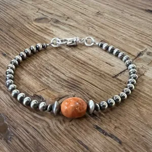 Navajo Pearl Apple Coral Bracelet