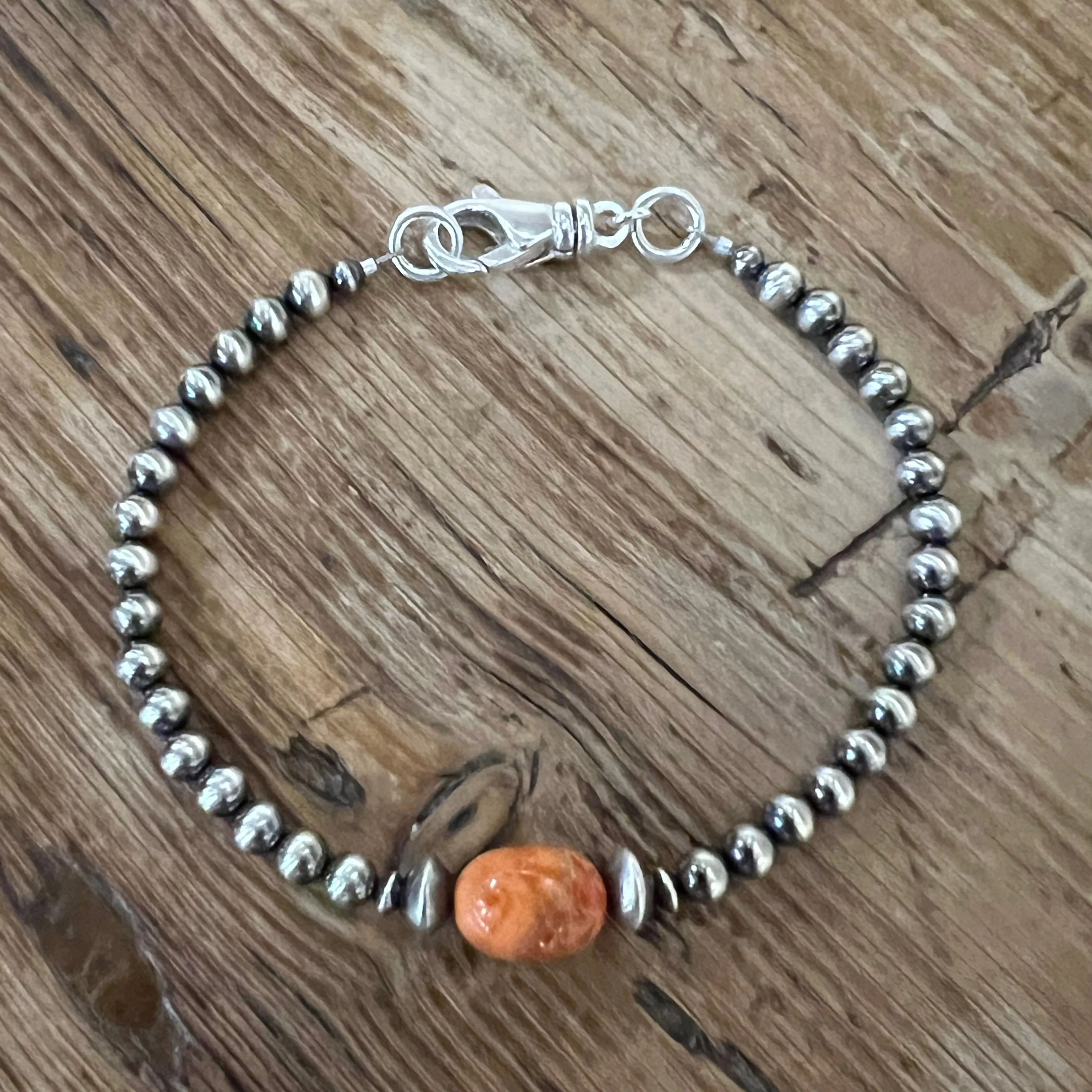 Navajo Pearl Apple Coral Bracelet