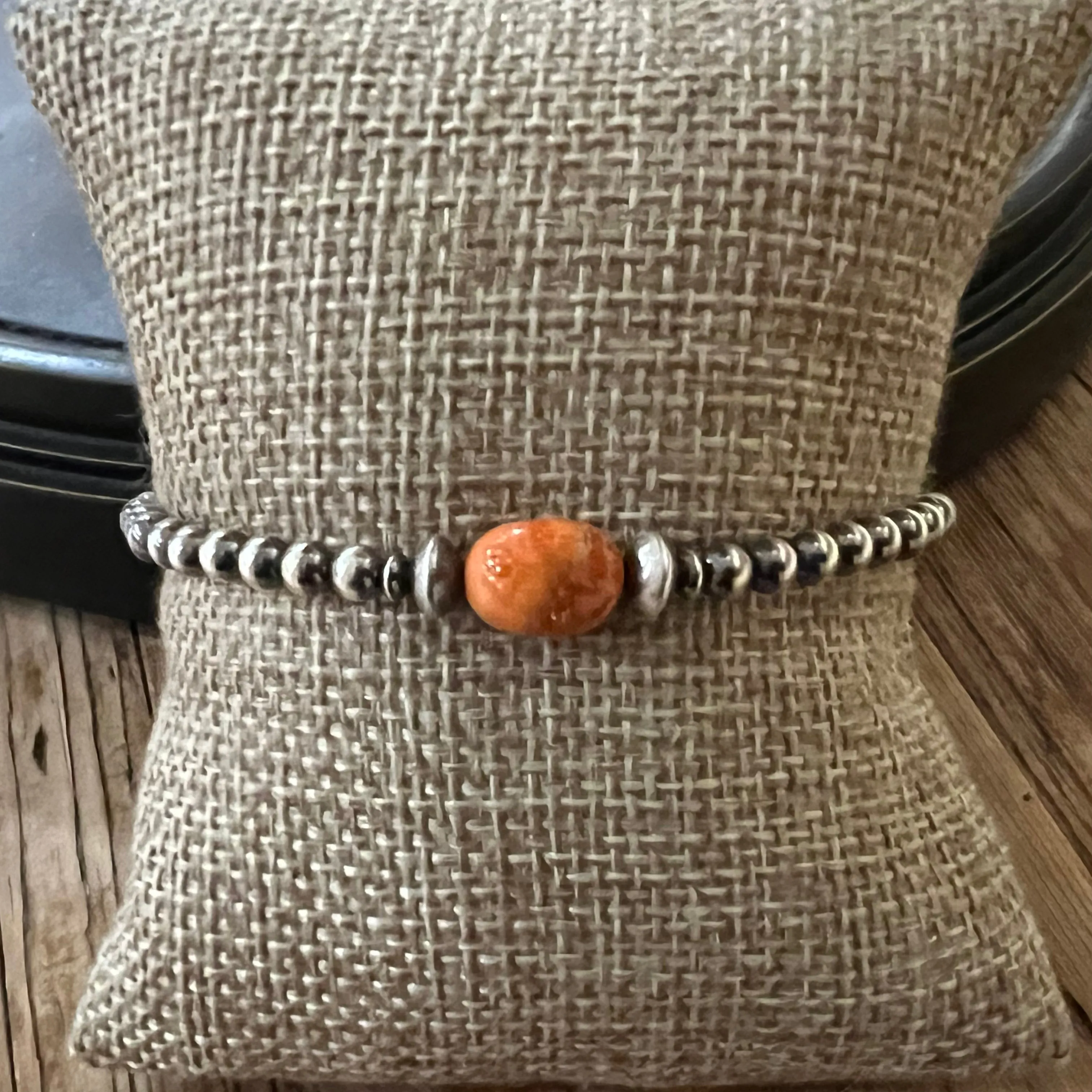 Navajo Pearl Apple Coral Bracelet