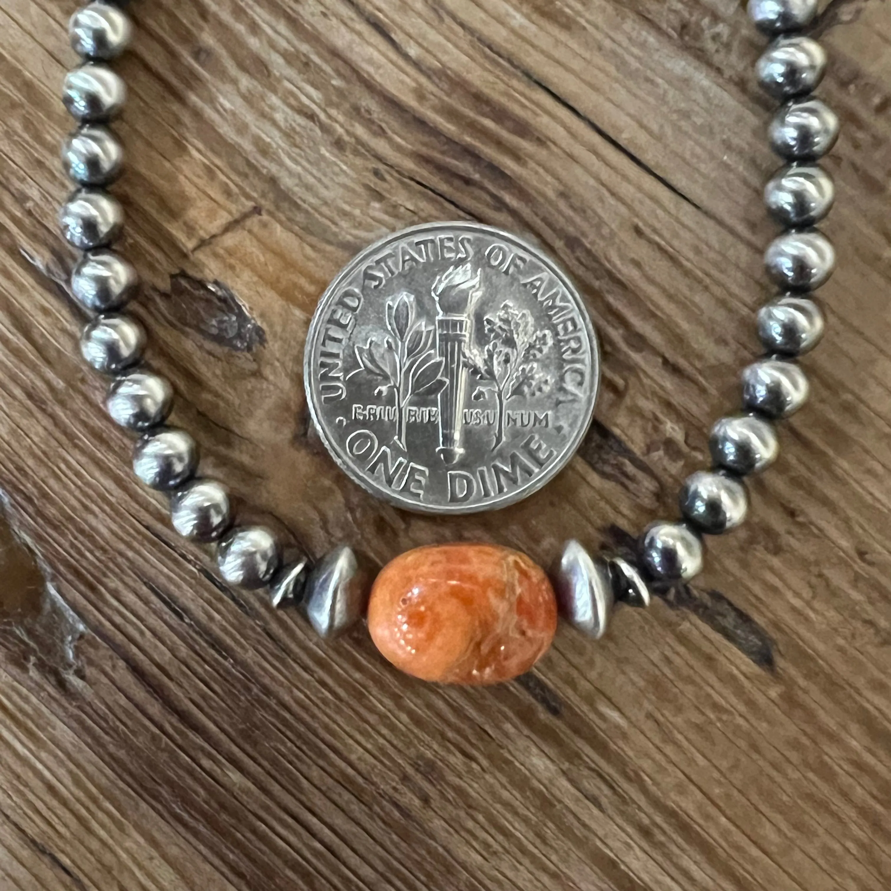 Navajo Pearl Apple Coral Bracelet