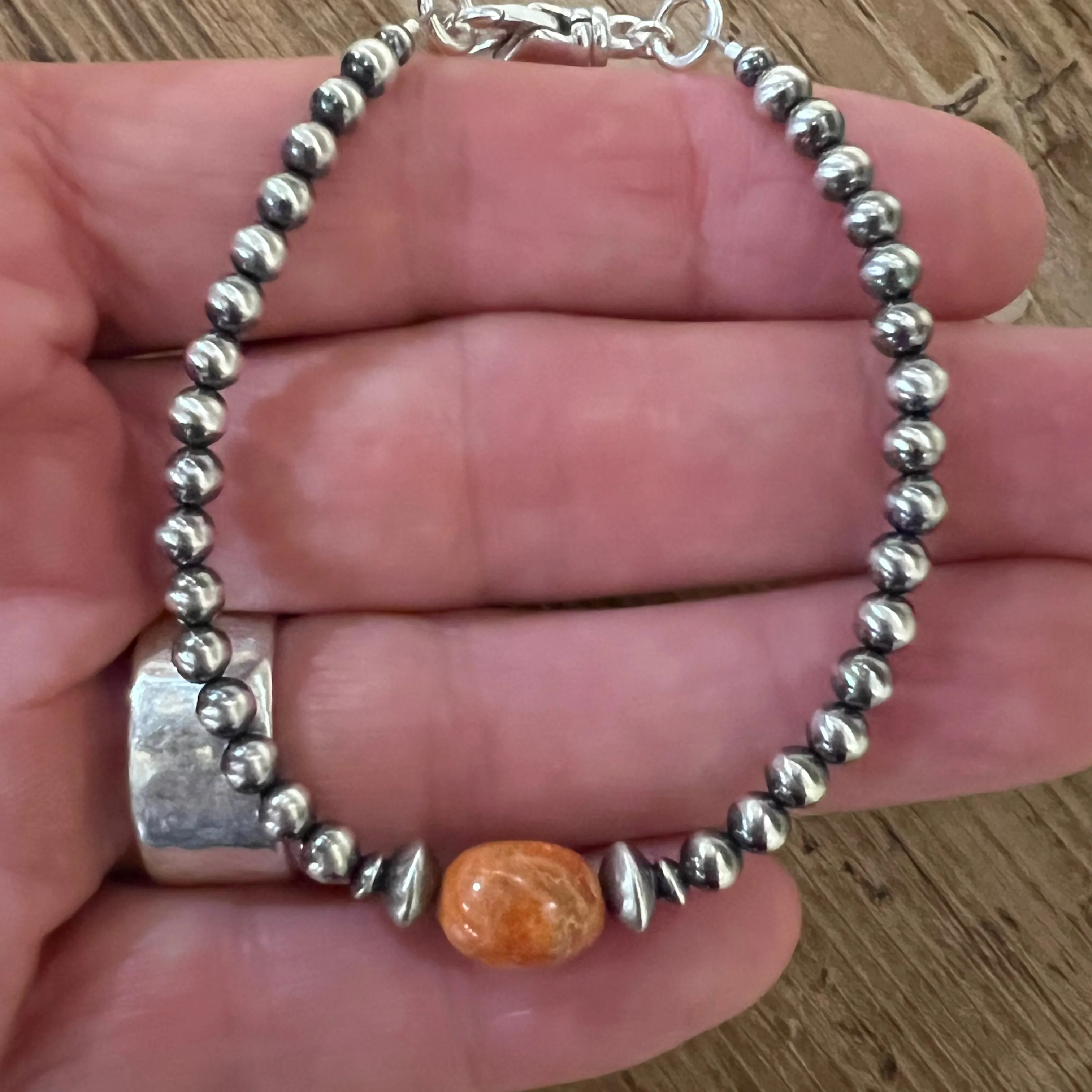Navajo Pearl Apple Coral Bracelet